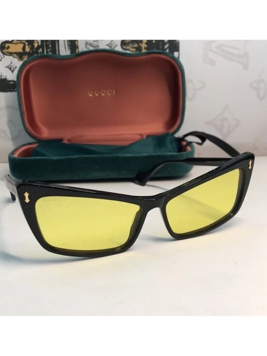 New Authentic Gucci GG626S 002 Sunglasses – Black Frame with Yellow Lenses ✨ main image 9